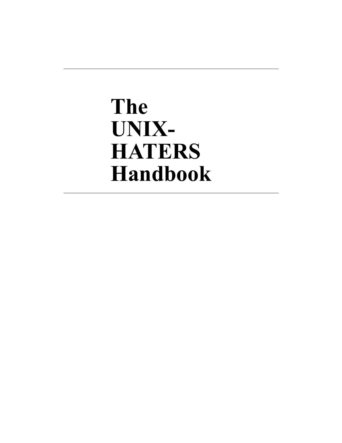 The Unix Haters Handbook