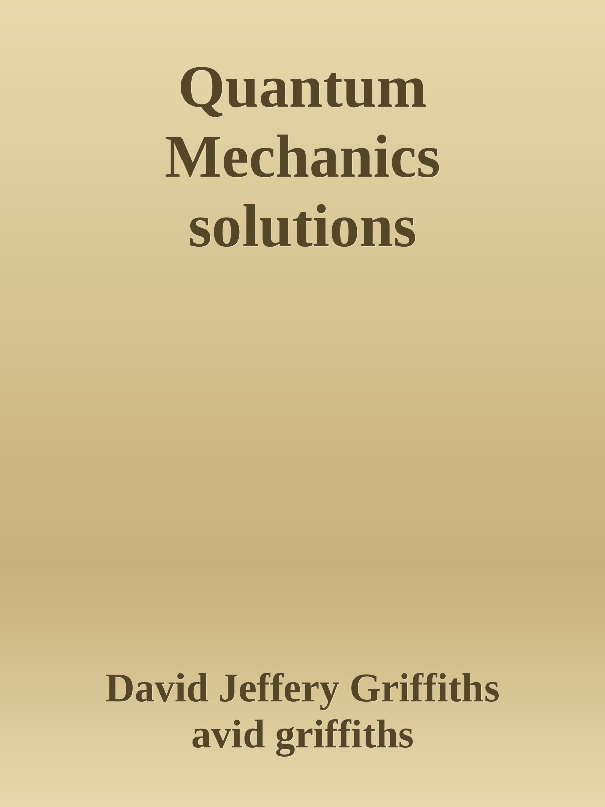 Quantum Mechanics solutions